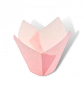 150 darabos muffinforma készlet, tulipános kockás, 50 x 80mm, rózsaszínű - Img 2