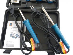 2 db elektronikus forrasztópisztoly készlet, 25/80W, tartozékokkal, hordtáskával, Workzone - Img 3