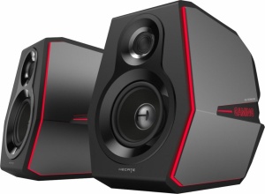 2 db professzionális aktív hangszóró készlet GAMING, PC, zene, STÚDIÓ, bluetooth, audio monitor, LED RGB, 88W, HI-FI hangzás, D osztályú erősítő, fa és alumínium ház, FEKETE, Edifier G5000-BK - Img 2