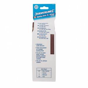 5 darabos csiszolószalag-készlet, 75 x 457mm, 120-as szemcseméret, Silverline - Img 2