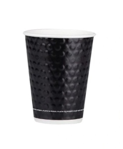 500 db-os kartonpohár készlet kávéhoz, teához, 235ml, 8oz, dupla falú, buborékos mintával, száj átmérő D80, FEKETE