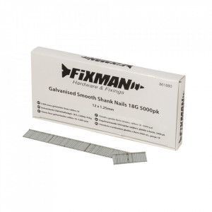 5000 darabos horganyzott szög készlet, 18G, 12 x 1.25mm, Fixman
