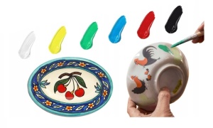 6 darabos festett kerámia vízfesték készlet, fehér, sárga, zöld, kék, piros, fekete, 6 x 20ml, Artico - Img 4