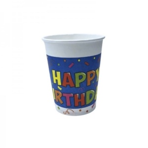 60 darabos karton party pohár készlet, 8oz, 235ml, Happy Birthday modell