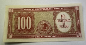 Bancnota - Chile – 100 Pesos (10 Céntimos de Escudo) - Img 2