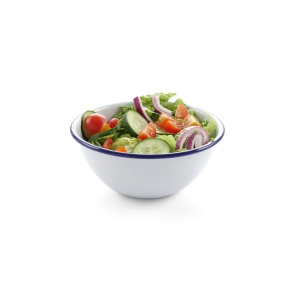 Bol salata emailata - oe160 mm, Alb/Albastru - Img 2