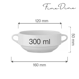 Bol supa cu manere laterale Bianco 300 ml, Fine Dine - Img 2