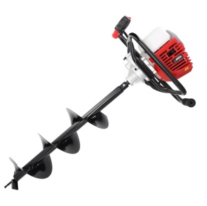 Burghiu pentru gauri pamant pentru stalpi, gard, copaci, motor benzina 2 T, 52cc, 3 burghie incluse, Dedra