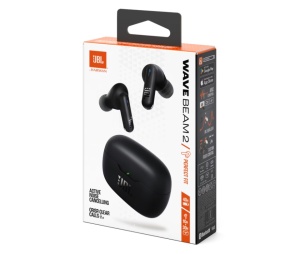 Casti In-Ear JBL Wave Beam 2, True Wireless, Bluetooth, ANC, IP54, Autonomie 40 ore, Multi-Point, Negru