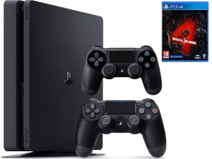 Consola jocuri Sony Playstation 4 + 2 controllere, model CUH-2016A, HDD 500Gb + joc Black4Blood, second hand