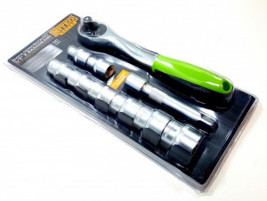 Csövezési készlet , 11 db , 8 x cső , 1 x hosszabbítócső 12,5 cm , 1 x racsni , tasak , Niteo Tools