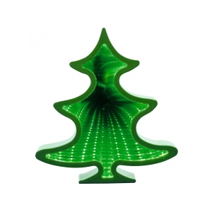 Decor de masă LED-uri, cu oglindă, brad