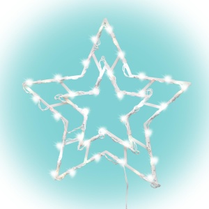 Decorațiune LED pentru fereastră, stea, temporizator 6/18 ore, adaptor, alba, calda - Img 1