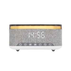 Digitális óra beépített bluetooth hangszóróval, akkumulátor, rádió, Qi vezeték nélküli töltés, usb, Home - Img 5