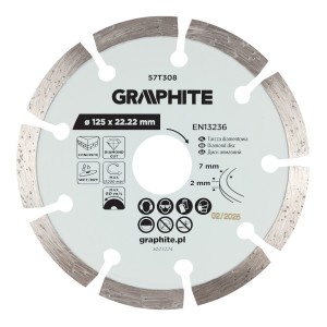 Disc de taiere diamantat, segmentat, 125 x 22,2 mm, taiere uscata si umeda