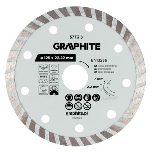 Disc de taiere diamantat Turbo, 125 x 22,22 mm, taiere uscata si umeda