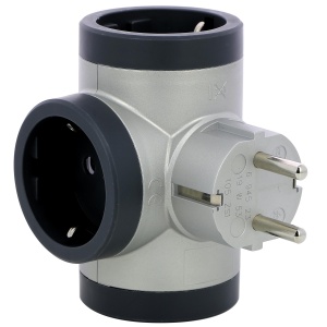 Distribuitor priza triplu 2P F, 16A, aluminiu