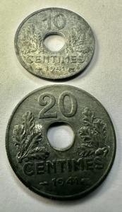 FRANTA - OCUPATIE GERMANA - 10/20 CENTIME 1941