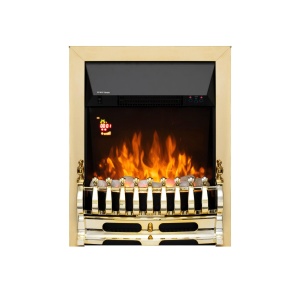 HOME FKKI25G șemineu electric decorativ încastrabil, max. 2000 W, efect de lumină LED, 2 trepte de putere, telecomandă, programare săptămânală, finisaj auriu - Img 1