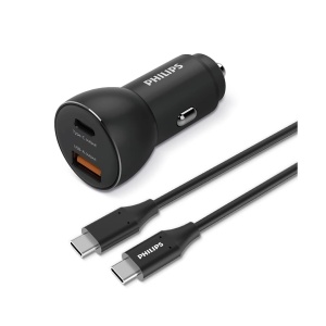 Incarcator fast charge auto 36W, USB-C, USB-A, cablu USB-C la USB-C 1m, Philips - Img 3