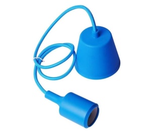 Kit plafoniera, soclu E27, bec maxim 60W, PVC albastru, cablu impletit 1m, ExtraStar - Img 5