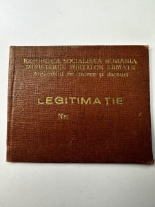 Legitimatie a Ansamblului de Cântece și Dansuri al Ministerului Forțelor Armate din Republica Socialistă România.