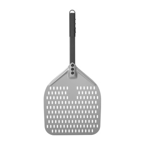 Lopata de pizza patrata perforata cu maner scurt negru, 355x710 mm
