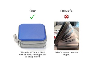 Mapa CD/DVD 48 locasuri , casa / auto - organizator cu buzunare transparente pentru cd/dvd/blu-ray, inchidere fermoar, carcasa polipropilena (PP) cu maner, Albastru, Alavisxf xx - Img 5