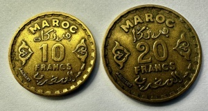MAROC - PROTECTORAT FRANCEZ - MOHAMED V - 10/20 FRANCS 1952