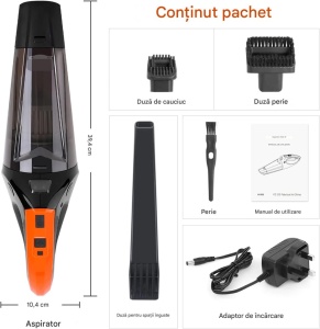 MINI hordozható porszívó beépített akkumulátorral, 11.1V, 65W, ideális autóhoz, asztalhoz, nehezen hozzáférhető helyekre, HEPA szűrővel, VACPOWER - Img 7