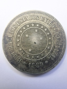 Moneda Brazilia - 100 Reis 1889 - Img 2
