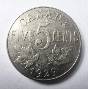 Moneda Canada - George V - 5 Cents 1929