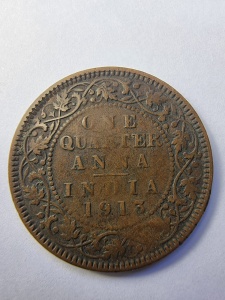 Moneda Coloniala - ¼ Anna – India Britanică – 1913, emisa sub regele George V. - Img 2