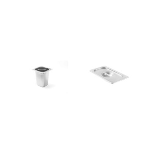 Pachet Tavă GN 1/6 100mm 1.6L + Capac GN 1/6 inox