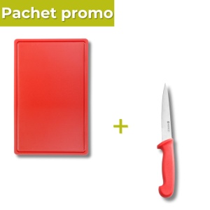 Pachet Tocator rosu GN 1/1 HDPE 500 + Cutit profesional transat 15cm - Img 1