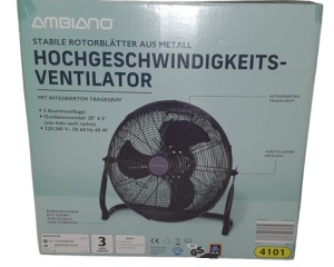 Padlóventilátor, fekete, alumínium lapátok, 60W, Ambianco - Img 2