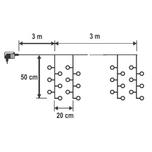Perdea de lumini cu LED cluster, alb cald, 8 programe - Img 4