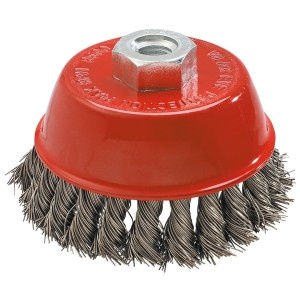 Perie cupa evazata, sarma, 65 mm x M14, INOX