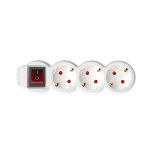 Prelungitor 3 prize, intrerupator, 3x1.5mm2, 1.5 m, alb