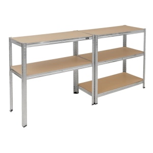 Raft metalic depozitare, 5 etajere robuste MDF, sarcina grea, ajustabile,modular, 180x90x40 cm, gri., Dedra - Img 4