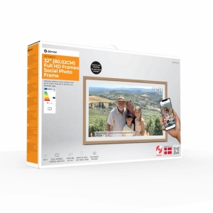 Ramă Foto Digitală GIGANT pentru perete tip tablou, Wi-Fi, Denver PFF-3263LW, Ecran Tactil 31.5" Full HD IPS, Design din Lemn Deschis, Software Frameo, 32 GB Stocare, Suport VESA100, Light Wood - Img 2
