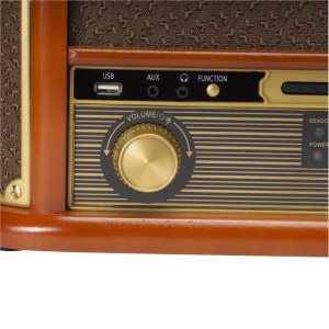 RETRO sztereó, cd-lejátszó, usb, tuner, aux, kazetta, hangszedő, fa doboz, Denver MRD-51 - Img 7