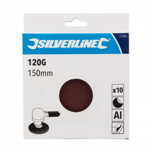 Set 10 discuri abrazive cu adeziv autocolant, 150mm, grit 120, Silverline - Img 2