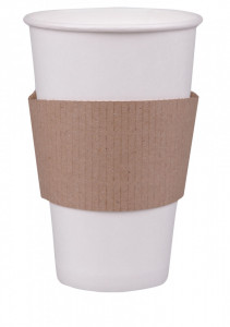 Set 100 manson din carton pentru pahare cafea, bauturi calde, D80 - Img 1