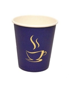 Set 100 pahare carton pentru cafea, bauturi calde, 8oz, 235ml, D80, albastru - Img 1