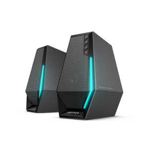 Set 2 boxe active pentru GAMING, PC, bluetooth,monitor audio, LED RGB, 5W, sunet HI-FI, incinte lemn si aluminiu, NEGRU, Edifier G1500-BK - Img 3