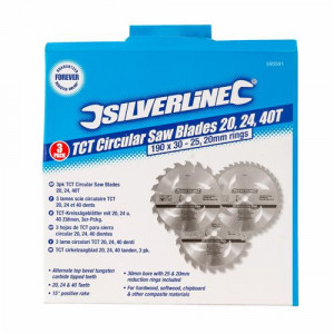 Set 2 discuri fierastrau circular, 300mm, dinti 40 , 60, inel centrare 16, 20, 25, 30mm, Silverline - Img 2