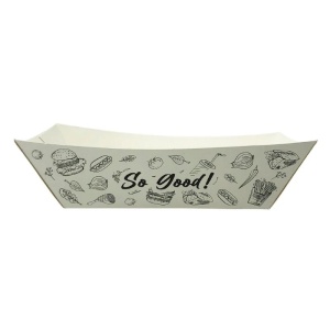 Set 250 barcute din carton pentru servit alimente fast food, 600cc, 165x115x40mm, model URBAN ALB
