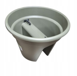 Set 3 ghivece pentru gard / balustrada, diametru 30cm, culoare eucalipt, PVC - Img 3