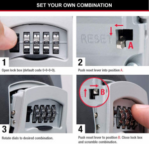 Set 4 cutii cu cifru pentru Chei Master Lock 5401EURD, cifru mecanic, 115 x 85 mm , metal - Img 6
